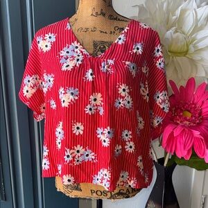 Madewell Red Floral Blouse